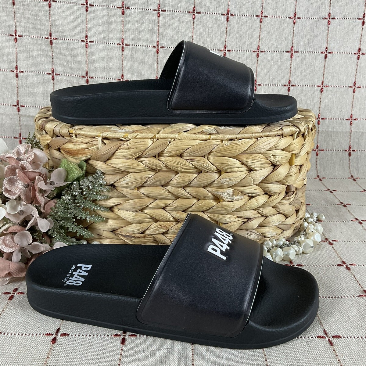 P448 Super Water Resistant Black Slip On Pool Slide Sandals Slippers NEW EU42 P448 Super Water Resistant Slide Sandal Women main image 2