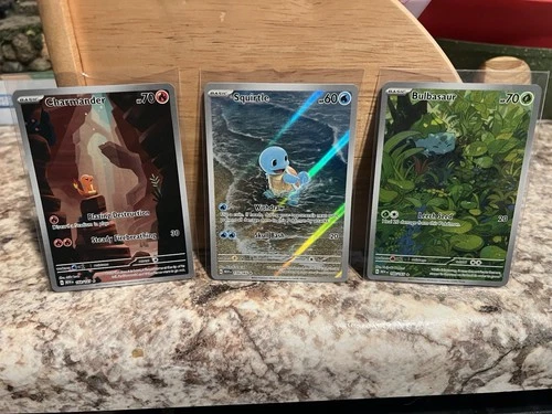 Pokemon 151 Bulbasaur 166/165, Charmander 168/165 Squirtle 170/165 IR English