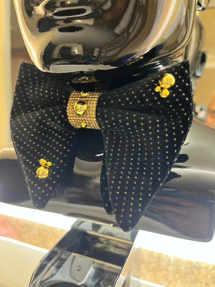 Juego de pajarita formal negra medianoche VIP hecha a mano para hombre Foto 3 de 4