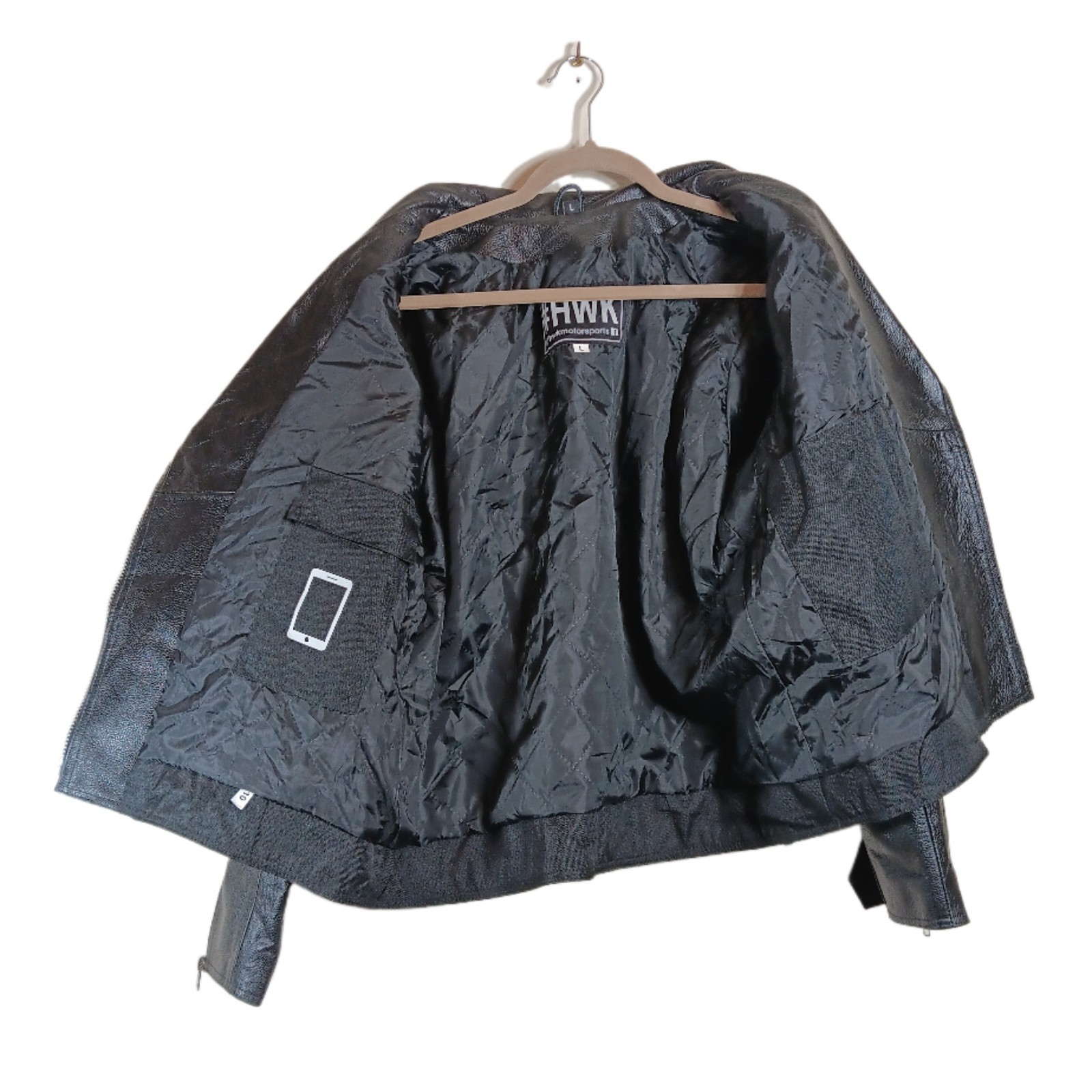 HWK Motorsports Leather Moto Jacket Men’s Large Black Brando Biker Riding