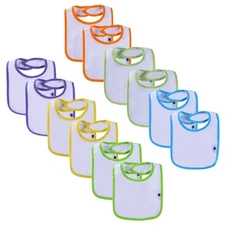 Nvatorfox 12 Pack Terry Drool Cotton Bibs, Unisex Baby Bibs With Fiber Filling