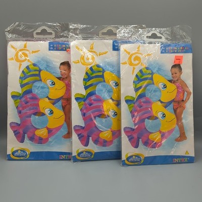 Lot of 3 2001-2002 Intex The Wet Set Fish Ring Pool Float Swim Tube 32'' x 31.5''