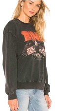 Image of Anine Bing Faded Washed Black Sweatshirt with Vintage Eagle graphic Small NWT