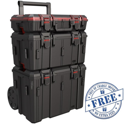 Hyper Tough Hyper Stack 3 Piece Modular Rolling Toolbox System Black Heavy Duty
