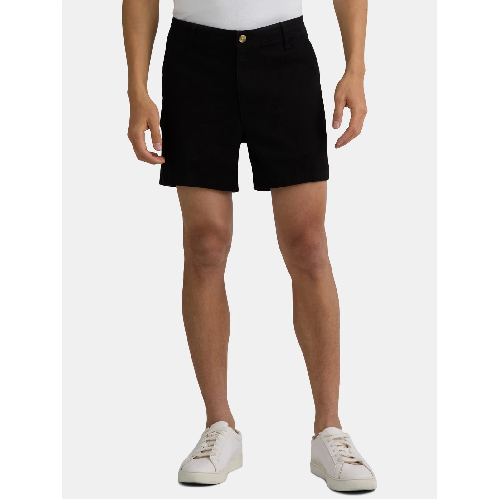 George Men's Stretch Twill Flat Front Shorts 9" Inseam Black Soot Size 38