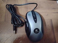 Logitech MX500 Optical Mouse Gaming Silver Black 8 Buttons - Tested Working