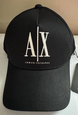 ARMANI EXCHANGE BLACK BASEBALL CAP WITH EMBROIDERED LOGO AND ADJUSTABLE STRAP