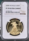 NobleSpirit GOLD 2008 W American Double Eagle $50 1oz NGC PF 70 Ultra Cameo