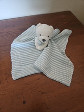 Carter's Plush Knit Bear Lovey Security Blanket Baby Toy Blue White Stripe