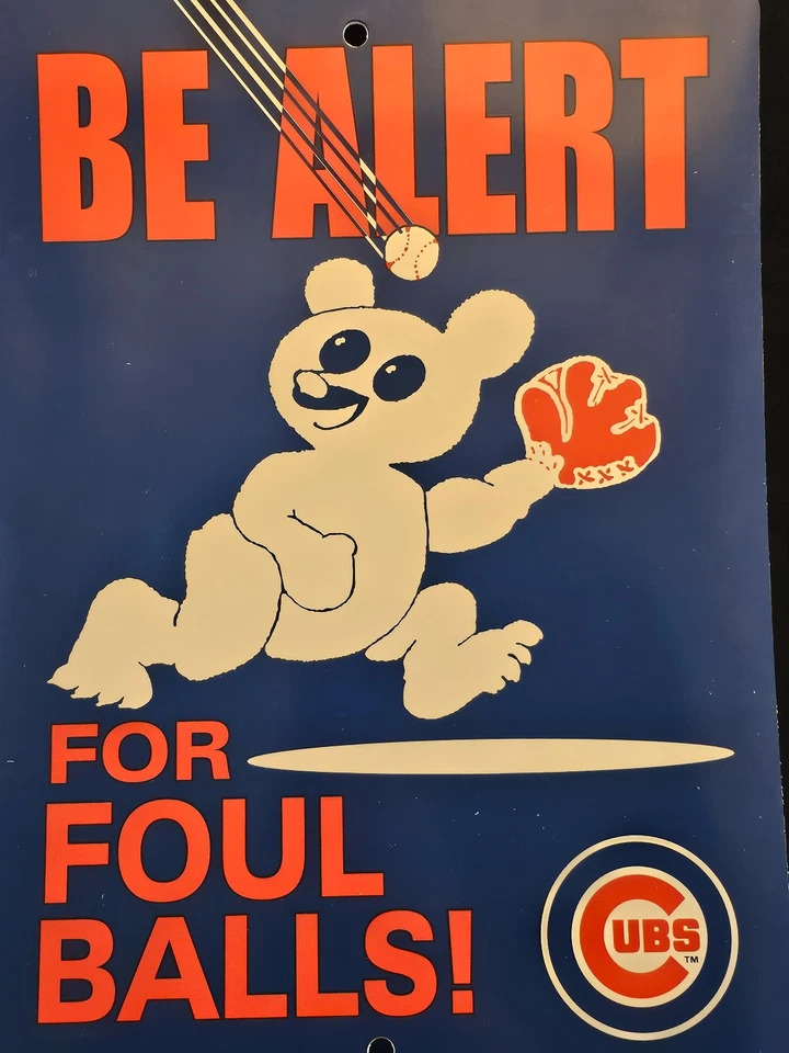 Letrero CHICAGO CUBS 12x18 ALERTA POR BOLAS SUCIAS Estilo COCHE OFICINA HOGAR Foto 2 de 3