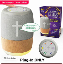 Ontel My Mood Bible Bluetooth Mini Speaker, Gray Cylinder Portable Audio Player