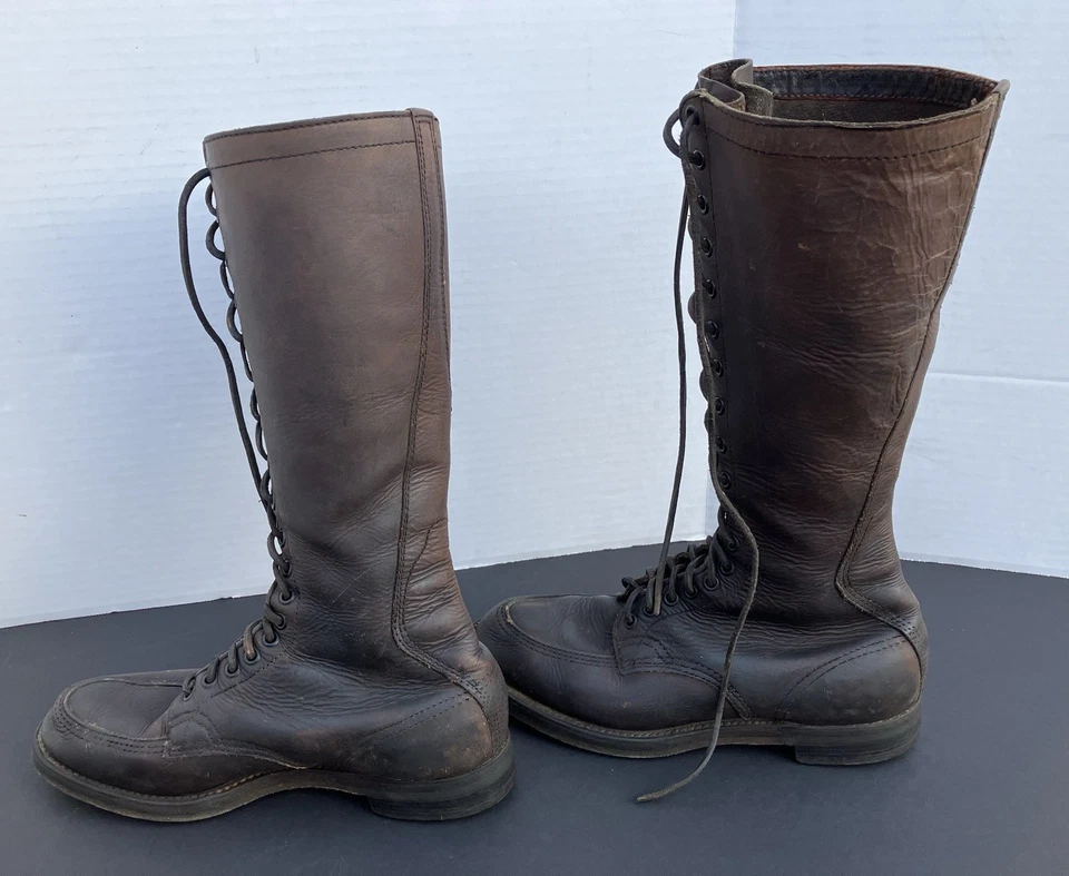 Chippewa de colección años 30? Botas hasta la rodilla de cuero marrón con cordones senderismo caza talla 7 EE Foto 2 de 4