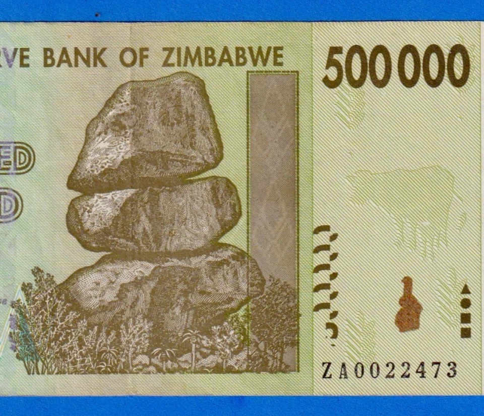 Zimbabwe 500000 500,000 Dollars 2008  P-76 Circ. Replacement Note ZA0022473 RARE - Image 3 of 4