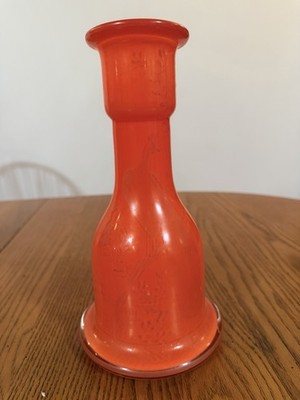 Casanova Orange Glass Vase Glossy Finish Impressed Backstamp Italy Art Decor