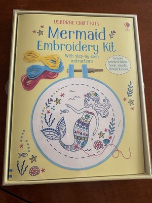 Usborne Craft Kits Mermaid Embroidery Kit 7+ Needle Thread Book Hoop NEW