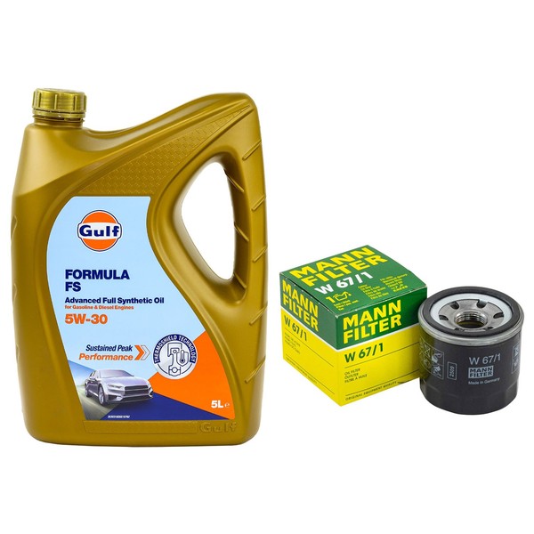 MotoröL Set Gulf Formula FS 5W-30 5 Liter + ÖLfilter FüR Infiniti Mazda Subaru-image