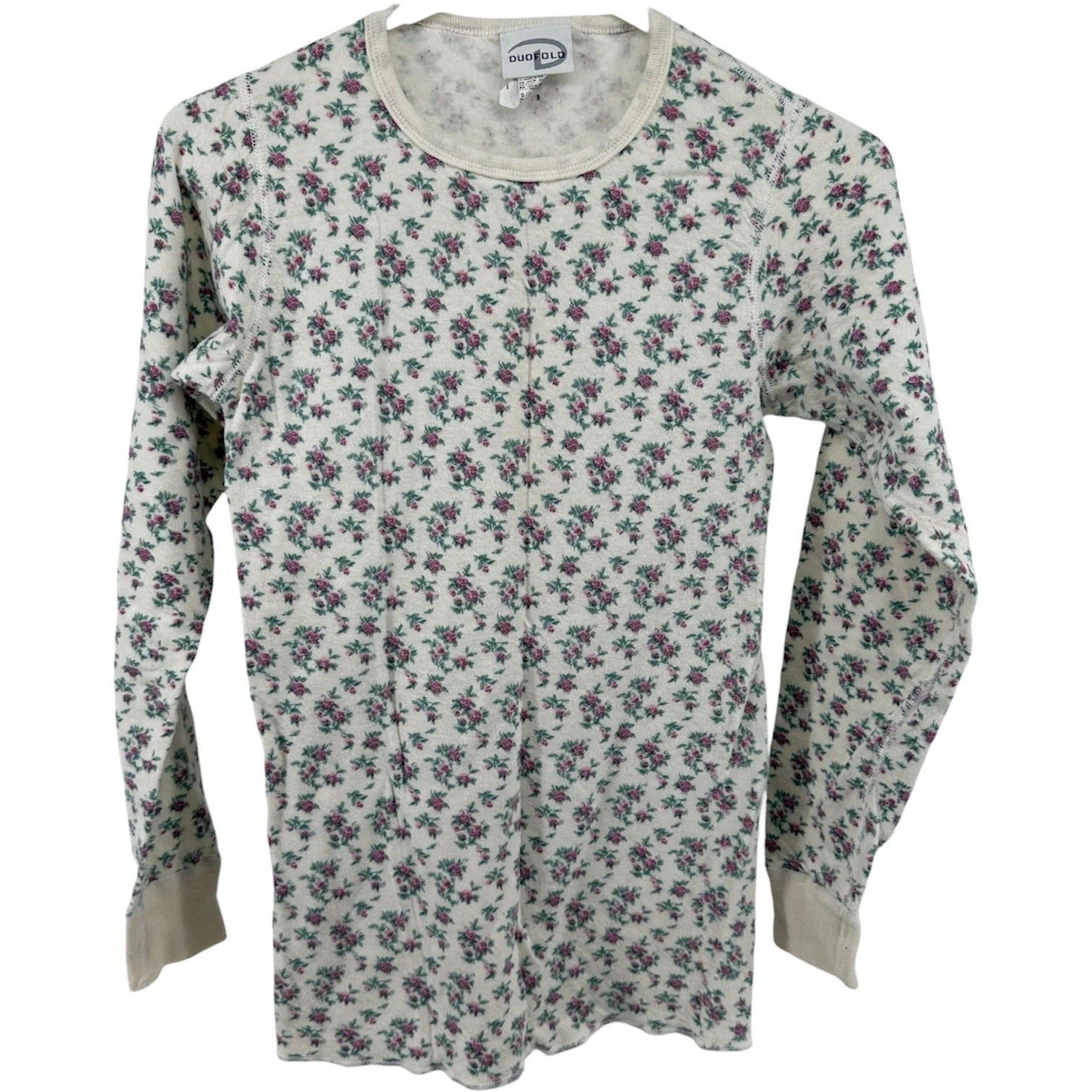 Vintage Duofold Base Layer Set Wool Floral Thermal Long Sleeve Jogger Crewneck S