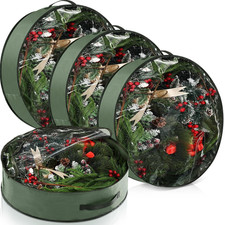4 Pack Wreath Storage Container, 30 Inch Christmas Wreath Storage Box with Clear