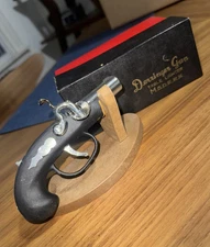 Vintage MCM 1960s Japan Derringer Gun Modern Table Lighter w/ Stand & Box NOS