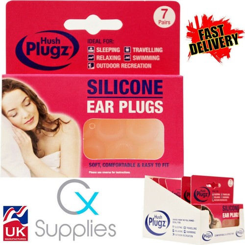 3 X 7 HUSH PLUGZ SILICONE EAR PLUGS ⭐MULTIBUY⭐Earplugs Sleep Noise UK