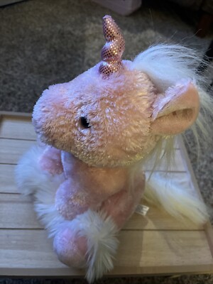 Aurora Pink Unicorn With White Mane And Tail Silver And Pink Horn