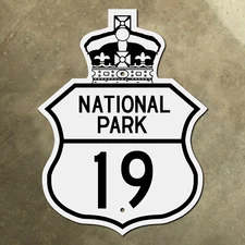 Canada National Park 19 highway route marker road sign 1950s crown