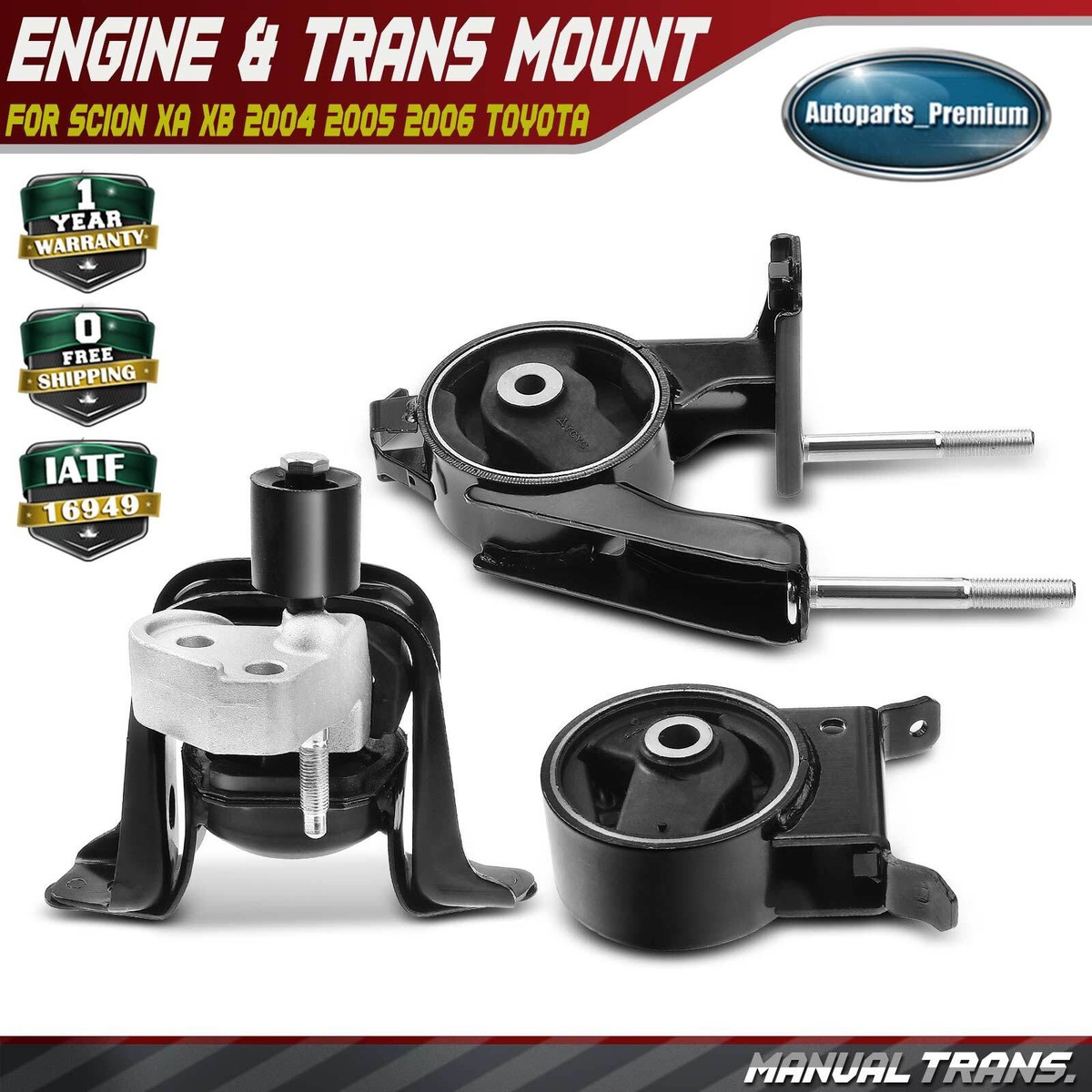 3pcs Engine Motor & Transmission Mount for Scion xA xB 2004-2006