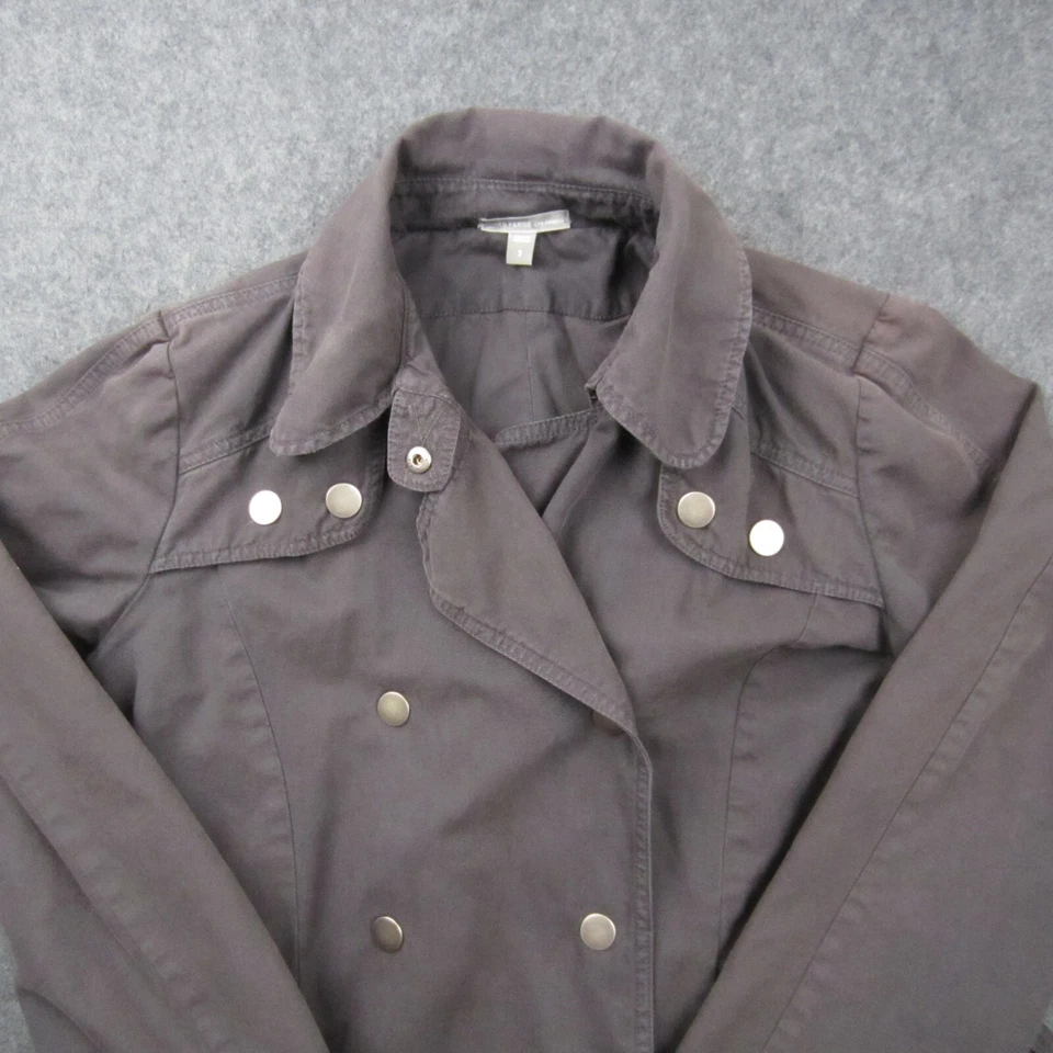 James Perse Coat Womens 3 Gray Trench Long Pea Belted Snap WTG2163 - Image 3 of 4