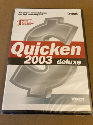 Intuit Quicken 2003 Deluxe Finance Software For Windows 95 98 2000 ME XP Sealed