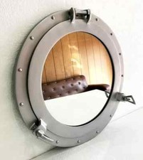 11.5" Mirror Porthole Silver Powder Coated Finish Wall Hanging Nautical Home Dec