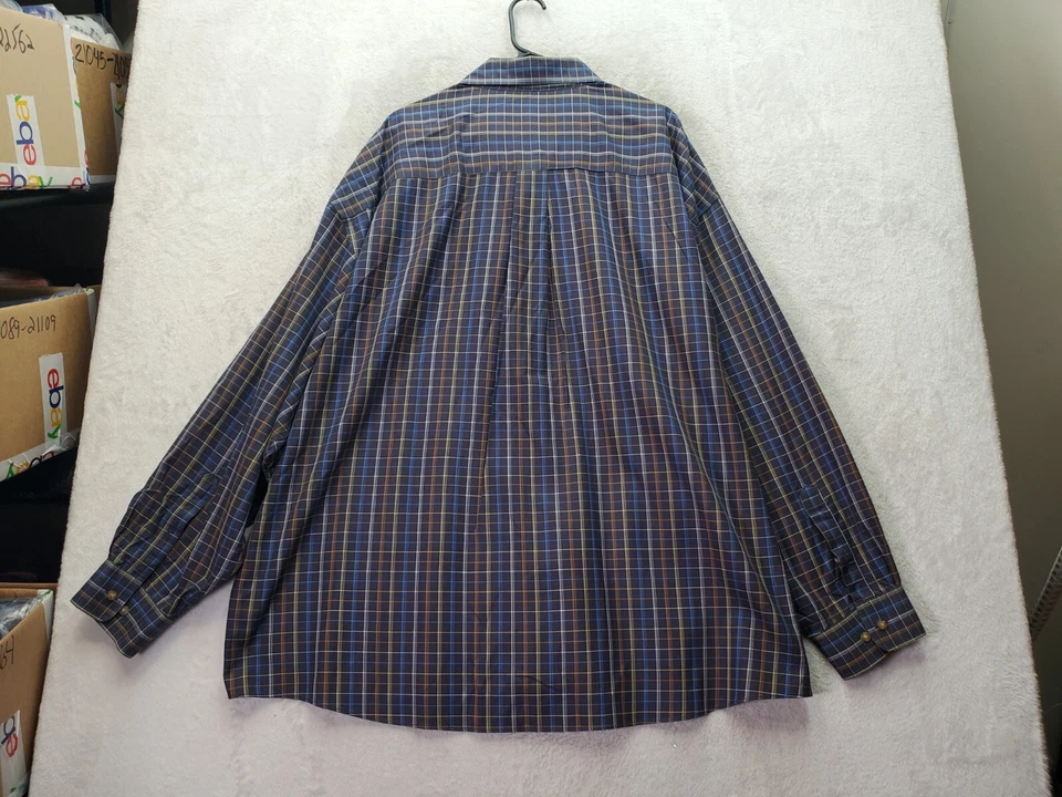 Camisa de Vestir ENRO Para Hombres Talla 4X Azul Multi Cuadros Sin Hierro Sarga Cuello Abotonado Foto 2 de 4