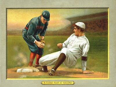 3635 Baseball Poster.A close play at second.Art Decor.Home interior design