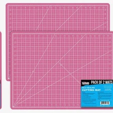 "CraftMaster Duo: 2-Pack 18"x24" Pink/Blue Self-Healing Double-Sided Cutting Mat