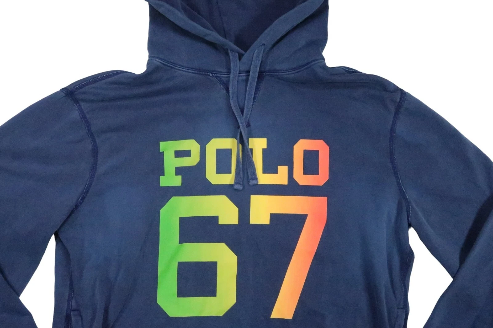 POLO RALPH LAUREN mens medium distressed terry fleece hoodie sweatshirt kangaroo