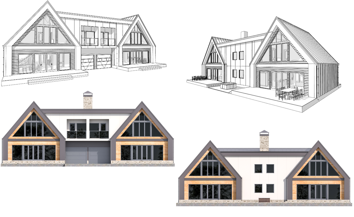 86'x29' Double A-Frame Cabin, 6-Beds, 8 Baths, 2 Garage bays