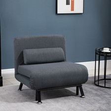 Leinen 5-Positionen Einzel Schlafsofa Futon Marineblau Gästematratze Gepolstert Faltbar