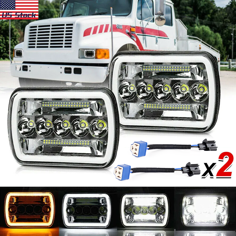 7x6 LED Headlight Kit for International 4700 4900 8100 9900 9200 9400 Trucks