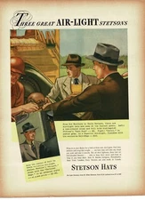 1937 Stetson Air Light Hats Open Road Casino Whippet art Vintage Print Ad polo