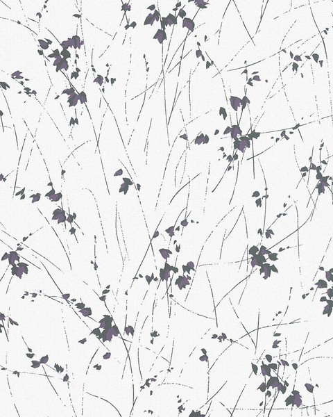 Vliestapete Floral Striche Weiß Schwarz Glanz Novamur Daphne 6749-10 (3,24€/1Qm)-image