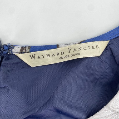 Wayward Fancies Size 12 / Large Custom Floral Blue Dupioni Mini Dress - Picture 9 of 12