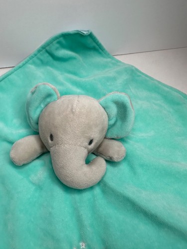 Little One Baby Security Blanket Green Grey Elephant Baby Starters 12x12 - Picture 3 of 6