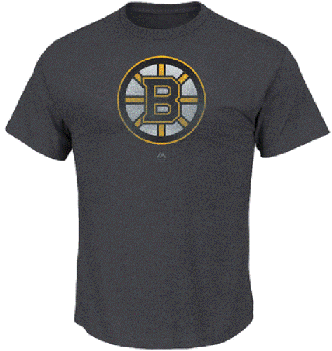 Boston Bruins Mens Charcoal Raise The Level Tee Shirt by Majestic - Picture 1 of 3
