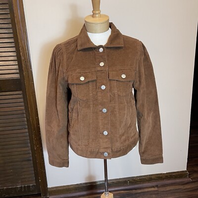NWT Gap Women's Puff Sleeve Corduroy Jacket Size Medium Emperador Brown