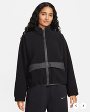 NWT NIKE 120 Women's High-Pile Fleece Jacket, Black, Sz M