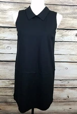 Madewell Shirt tail Shift Dress Size XS Black Collar Stetch 