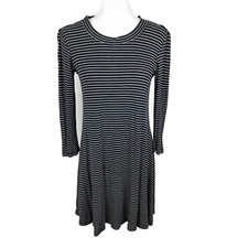 American Eagle Dress Women Small Black Striped Soft Sexy Ribbed Knit Sweater L/S