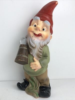 Vtg Heissner Garden Gnome Drinking Ale Stein Plastic Figurine West Germany 947