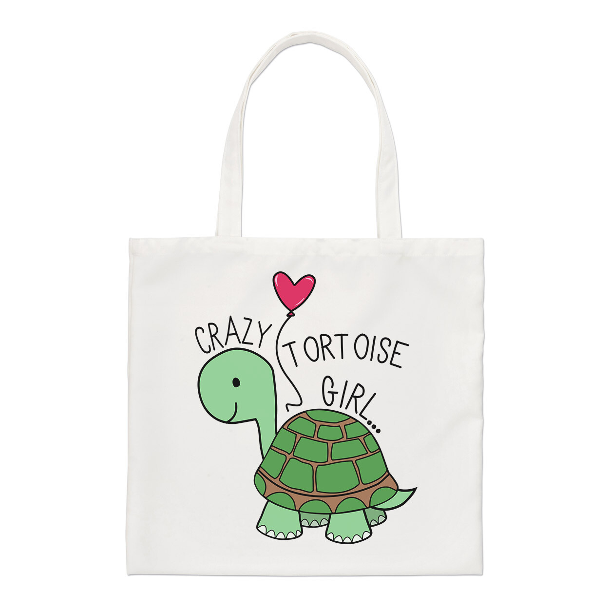 Crazy Tortoise Girl Regular Tote Bag Animal Joke Pet Daughter Kids Funny Shopper
