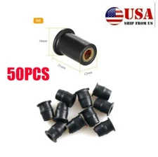 50pcs M6 Motorcycle ATV Well Nuts Brass Windscreen Windshield Fairing WellNut