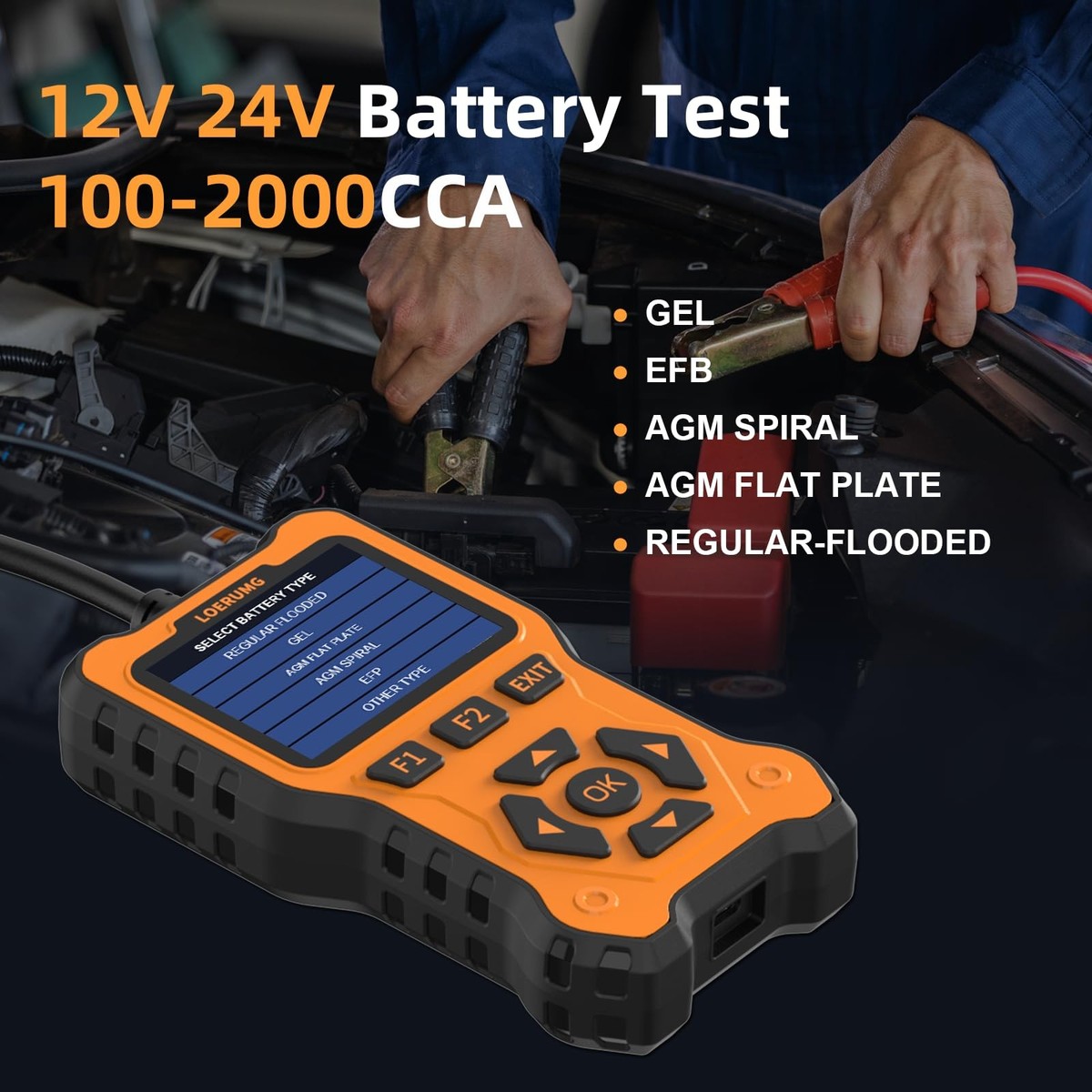 AUTOOL BT860 Batterij Systeem Tester 12V/24V Batterij Analyzer, Auto Batterij Load Tester CCA 100-2000, Cranking en Oplaadsysteem Diagnostische Analyzer Ingebouwde Thermische Printer Voor